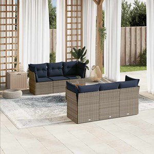 Maison exclusive - salon de jardin 7 pcs avec coussins gris résine tressée