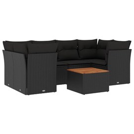 Maison exclusive - salon de jardin 7 pcs avec coussins noir résine tressée