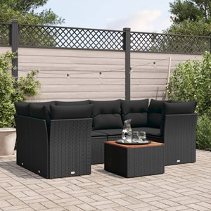Maison exclusive - salon de jardin 7 pcs avec coussins noir résine tressée
