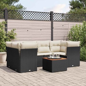 Maison exclusive - salon de jardin 7 pcs avec coussins noir résine tressée