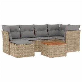 Maison exclusive - salon de jardin avec coussins 7pcs mélange beige résine tress