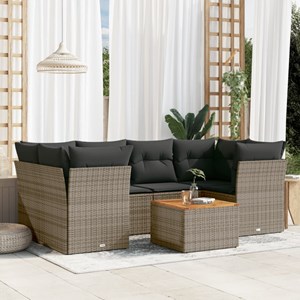 Maison exclusive - salon de jardin avec coussins 7 pcs gris résine tressée
