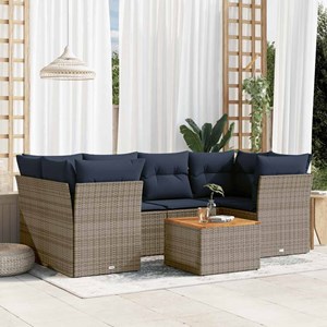 Maison exclusive - salon de jardin 7 pcs avec coussins gris résine tressée
