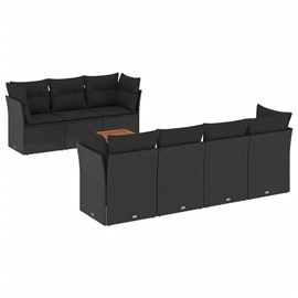 Maison exclusive - salon de jardin 8 pcs avec coussins noir résine tressée