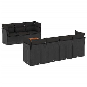 Maison exclusive - salon de jardin 8 pcs avec coussins noir résine tressée