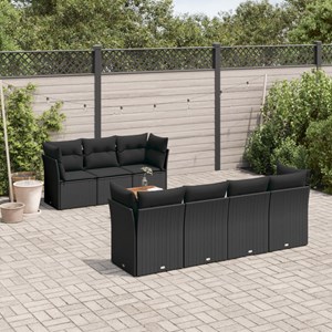 Maison exclusive - salon de jardin 8 pcs avec coussins noir résine tressée