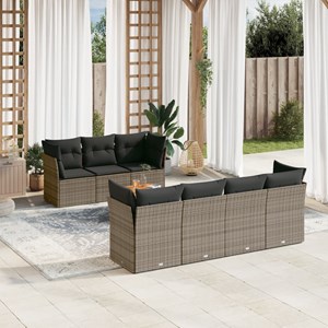 Maison exclusive - salon de jardin 8 pcs avec coussins gris résine tressée