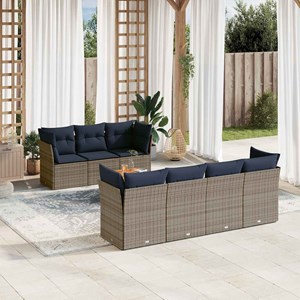 Maison exclusive - salon de jardin 8 pcs avec coussins gris résine tressée