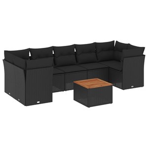Maison exclusive - salon de jardin 8 pcs avec coussins noir résine tressée