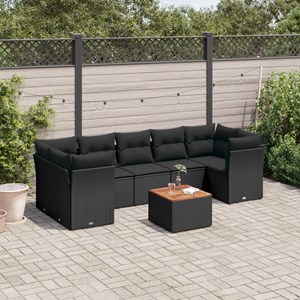 Maison exclusive - salon de jardin 8 pcs avec coussins noir résine tressée