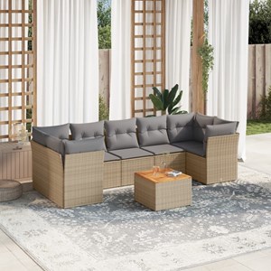 Maison exclusive - salon de jardin avec coussins 8pcs mélange beige résine tress