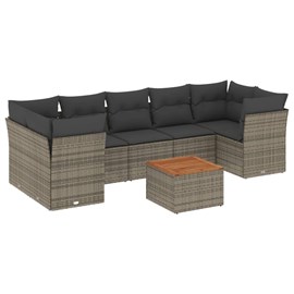 Maison exclusive - salon de jardin 8 pcs avec coussins gris résine tressée