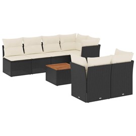 Maison exclusive - salon de jardin 8 pcs avec coussins noir résine tressée