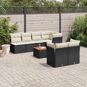 Maison exclusive - salon de jardin 8 pcs avec coussins noir résine tressée