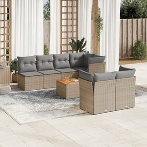 Maison exclusive - salon de jardin avec coussins 8pcs mélange beige résine tress
