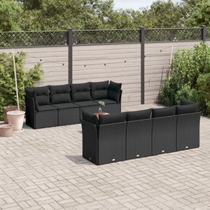 Maison exclusive - salon de jardin 9 pcs avec coussins noir résine tressée