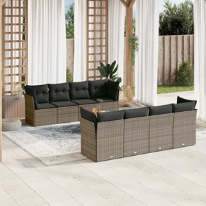 Maison exclusive - salon de jardin 9 pcs avec coussins gris résine tressée