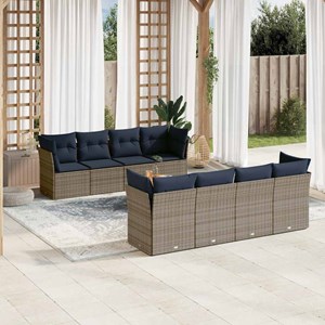 Maison exclusive - salon de jardin 9 pcs avec coussins gris résine tressée