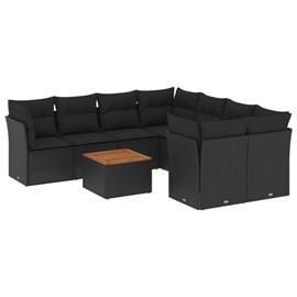 Maison exclusive - salon de jardin 9 pcs avec coussins noir résine tressée