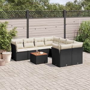 Maison exclusive - salon de jardin 9 pcs avec coussins noir résine tressée