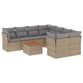 Maison exclusive - salon de jardin avec coussins 9pcs mélange beige résine tress