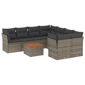 Maison exclusive - salon de jardin 9 pcs avec coussins gris résine tressée