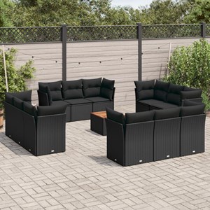 Maison exclusive - salon de jardin avec coussins 13 pcs noir résine tressée