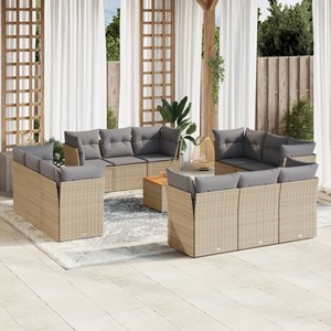 Maison exclusive - salon de jardin et coussins 13 pcs mélange beige résine tress