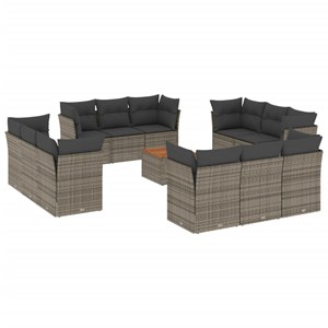 Maison exclusive - salon de jardin avec coussins 13 pcs gris résine tressée
