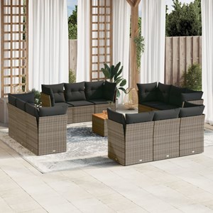 Maison exclusive - salon de jardin avec coussins 13 pcs gris résine tressée