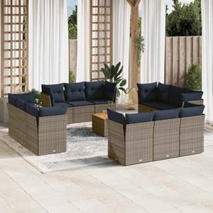 Maison exclusive - salon de jardin avec coussins 13 pcs gris résine tressée