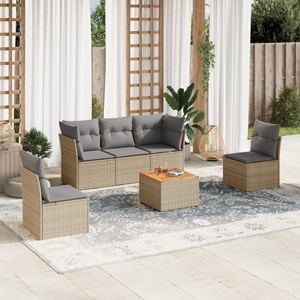 Maison exclusive - salon de jardin avec coussins 6pcs mélange beige résine tress