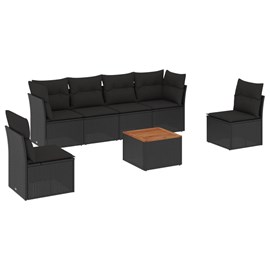 Maison exclusive - salon de jardin 7 pcs avec coussins noir résine tressée