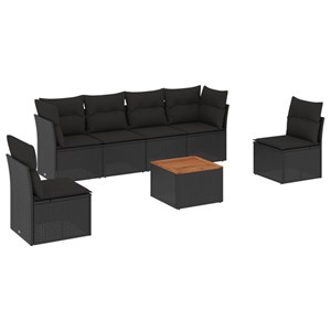 Maison exclusive - salon de jardin 7 pcs avec coussins noir résine tressée