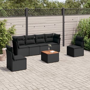Maison exclusive - salon de jardin 7 pcs avec coussins noir résine tressée