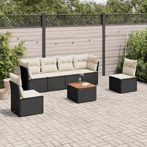 Maison exclusive - salon de jardin 7 pcs avec coussins noir résine tressée