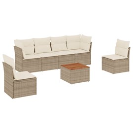 Maison exclusive - salon de jardin avec coussins 7 pcs beige résine tressée