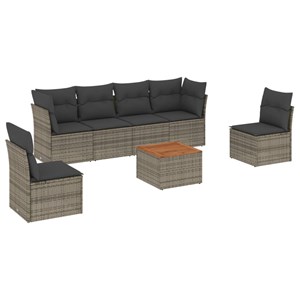 Maison exclusive - salon de jardin avec coussins 7 pcs gris résine tressée