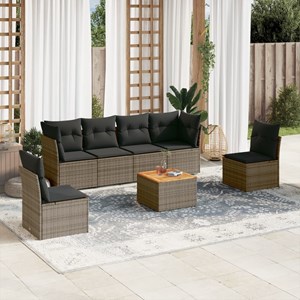 Maison exclusive - salon de jardin avec coussins 7 pcs gris résine tressée