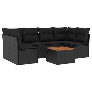 Maison exclusive - salon de jardin 7 pcs avec coussins noir résine tressée