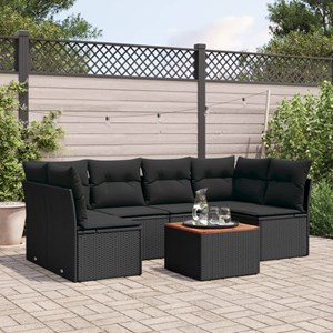 Maison exclusive - salon de jardin 7 pcs avec coussins noir résine tressée