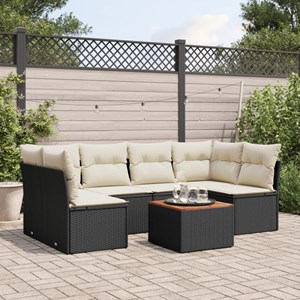 Maison exclusive - salon de jardin 7 pcs avec coussins noir résine tressée