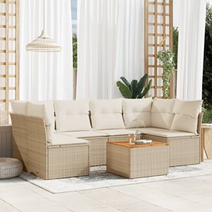 Maison exclusive - salon de jardin avec coussins 7 pcs beige résine tressée