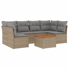 Maison exclusive - salon de jardin avec coussins 7pcs mélange beige résine tress