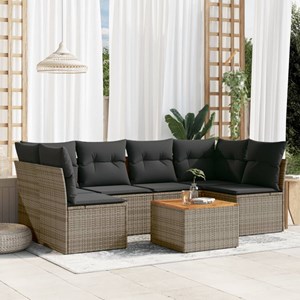 Maison exclusive - salon de jardin avec coussins 7 pcs gris résine tressée