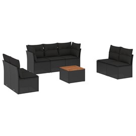 Maison exclusive - salon de jardin 8 pcs avec coussins noir résine tressée