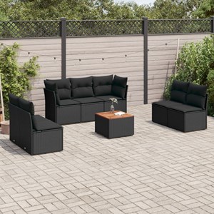 Maison exclusive - salon de jardin 8 pcs avec coussins noir résine tressée