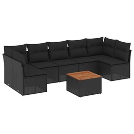 Maison exclusive - salon de jardin 8 pcs avec coussins noir résine tressée