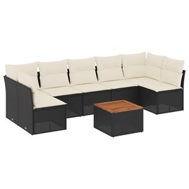 Maison exclusive - salon de jardin 8 pcs avec coussins noir résine tressée