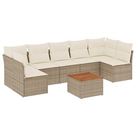 Maison exclusive - salon de jardin avec coussins 8 pcs beige résine tressée